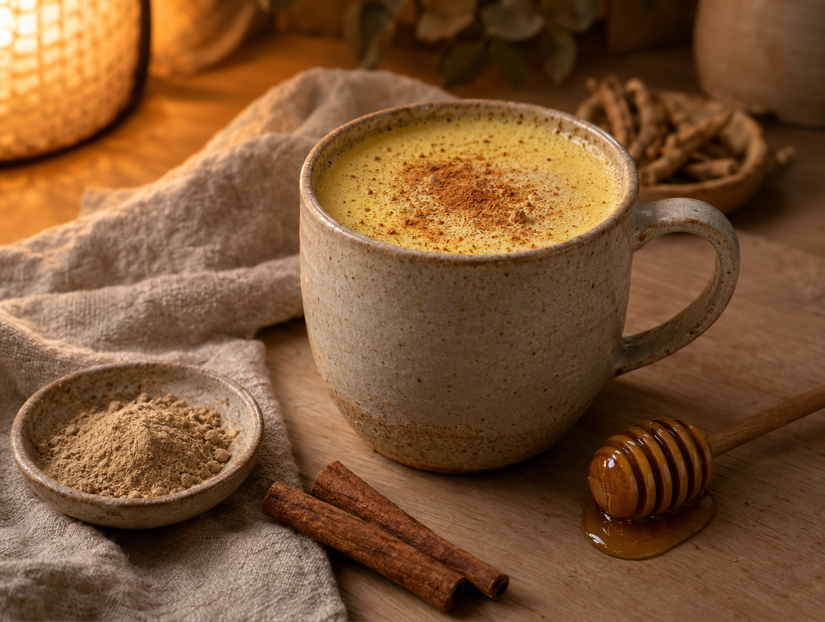 Warm moon milk with honey and cinnamon