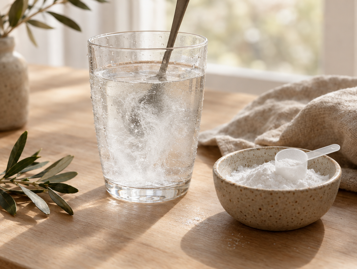 Glass of water for mixing creatine